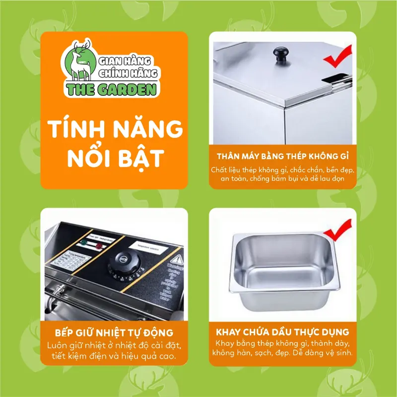 Bếp chiên ngập dầu nhúng điện THE GARDEN TUDYILI 6L , Inox cao cấp, công suất 2500w. Bảo hành 12 tháng 5