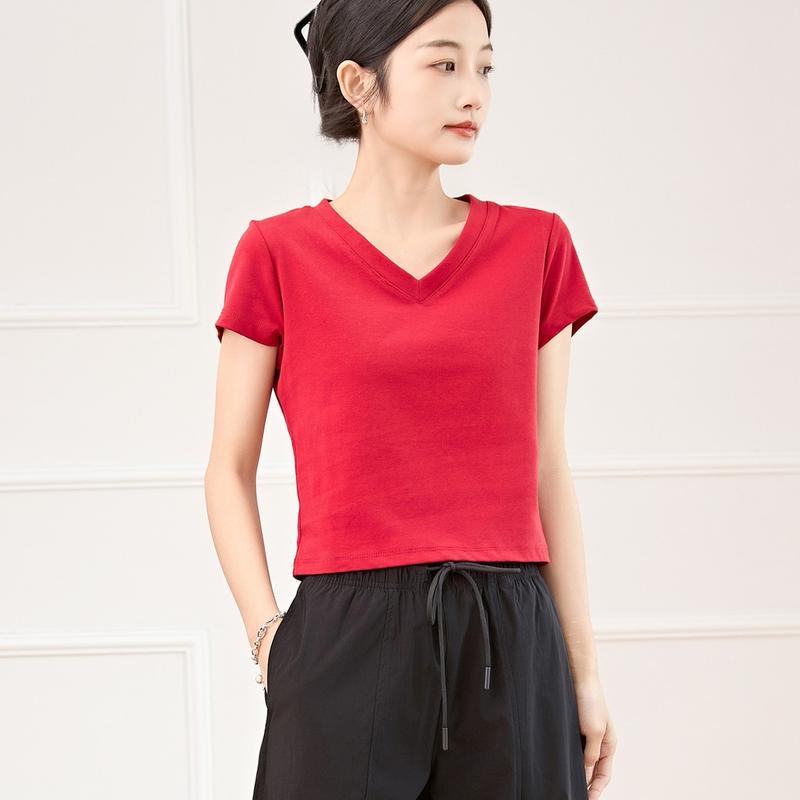 Product Introduction of Eyouth 13106 Women's T-Shirt V-nect Short Sleeve- Soft and Comfortable Tops 37