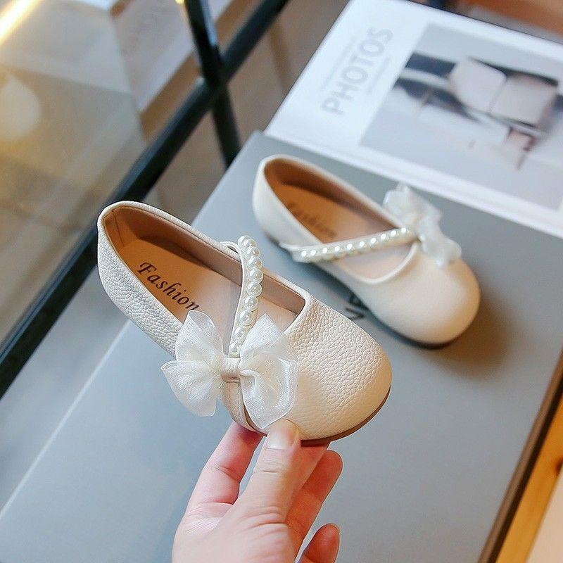 Giày Công Chúa Trẻ Em, Đế Mềm, Thiết Kế Ngọc Trai, Giày Lười, Thích Hợp Cho Bé Gái, Giày Màu Nude, Phong Cách Mary Jane, Thoải Mái, Giày Biểu Diễn Đầu Tròn, Bộ Sưu Tập Thu / Hè 2024 4