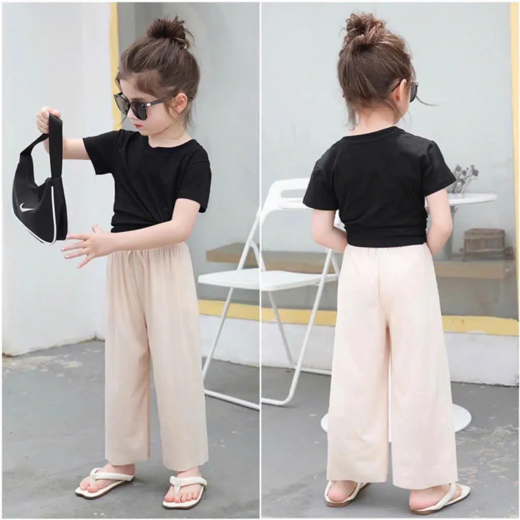 Quần thun tăm lạnh lưng chun cho bé gái từ 16-36kg vải mềm mát cho bé mặc ở nhà