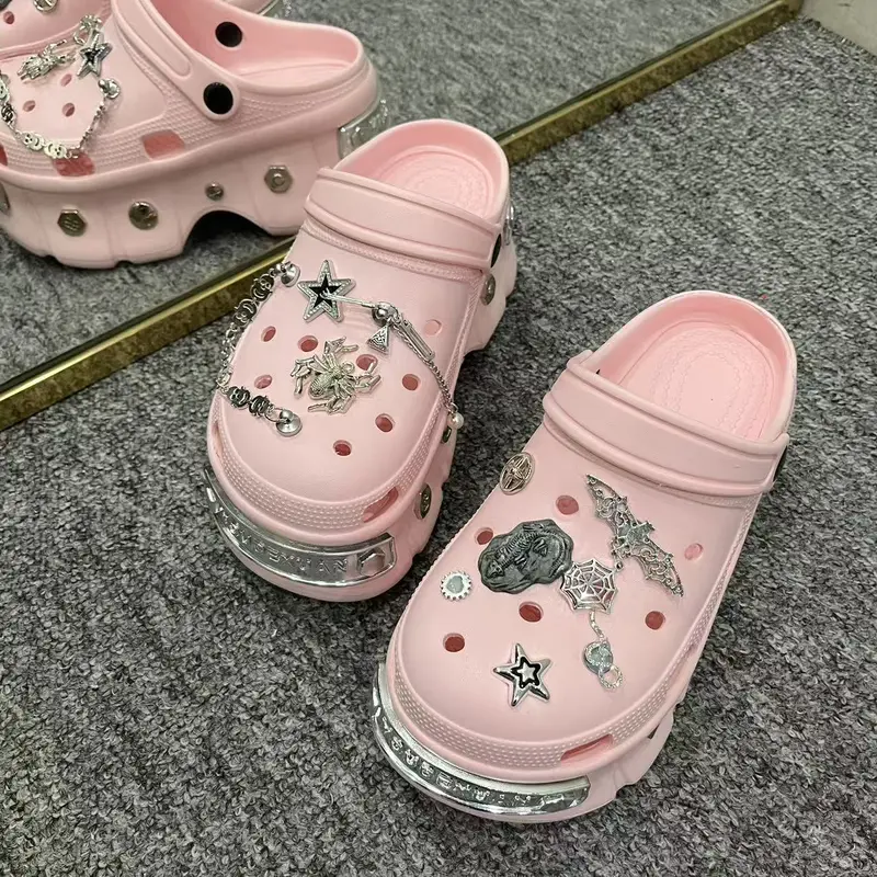 Platform High Heel Platform Sandals Shoes Women Summer Shoes 2025 New Punk Rivet Platform Sandals Candy Color EVA Material Lady Casual Footwaer 5