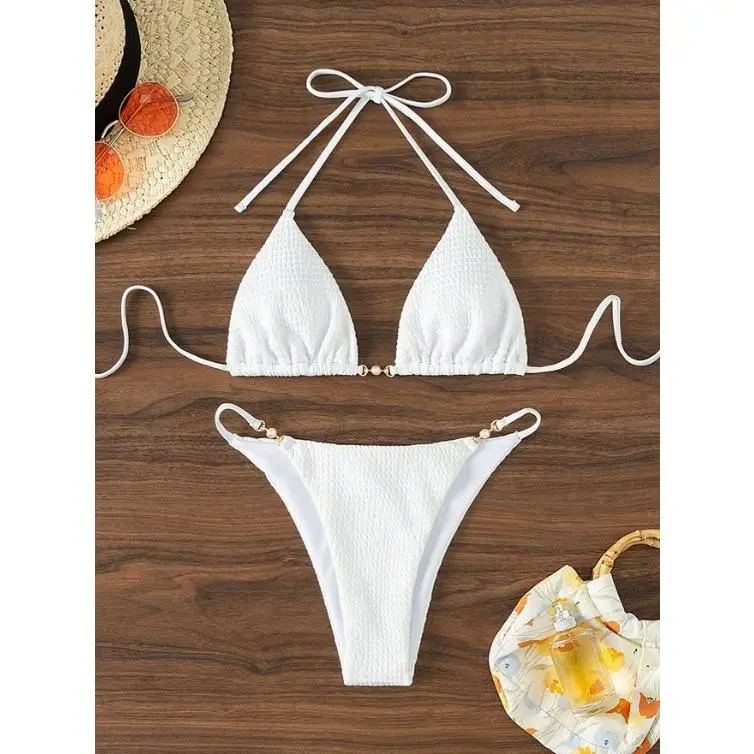 Bikini Gợi Cảm, Xu Hướng Phong Cách Châu Âu Và Mỹ, Dây Đeo Cổ, Dây Xẻ Tà, Với Các Điểm Nhấn Của Suối Nước Nóng, Có Ngày: 2025 5