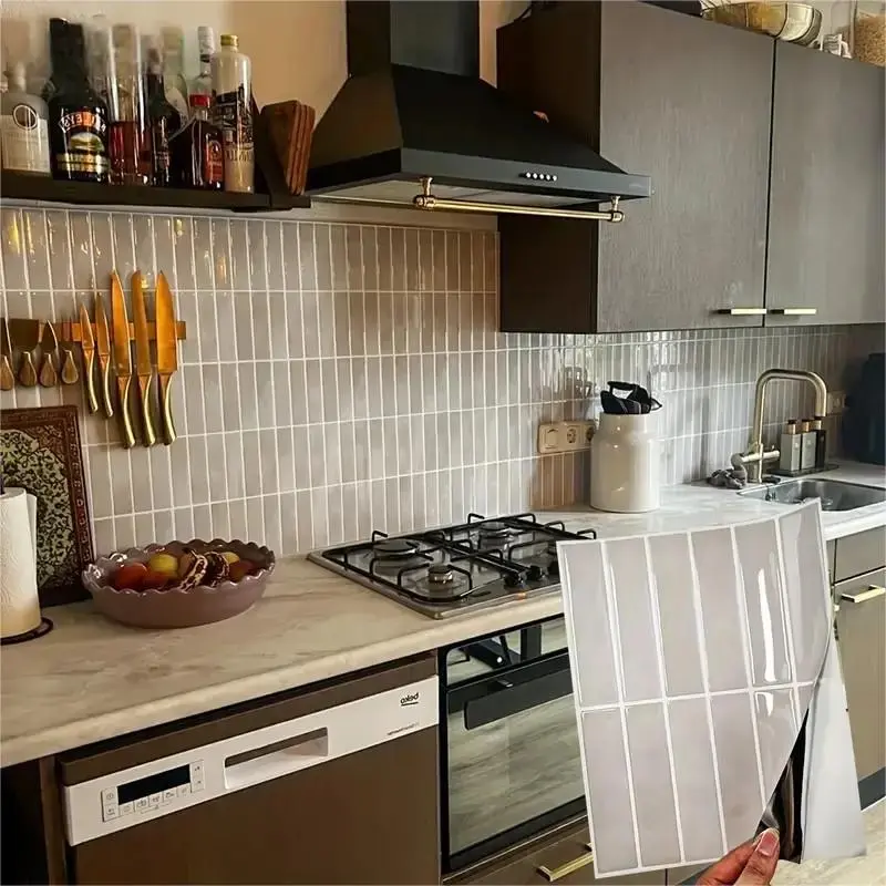 3D Mosaic Pattern Self-adhesive Wallpaper, Waterproof & Mildew-proof Decorative Wall Sticker for Foldable Shopping Trolley, Wall Paper for Kitchen, Bathroom, Living Room, Dining Room, Design, Home, Modern 7