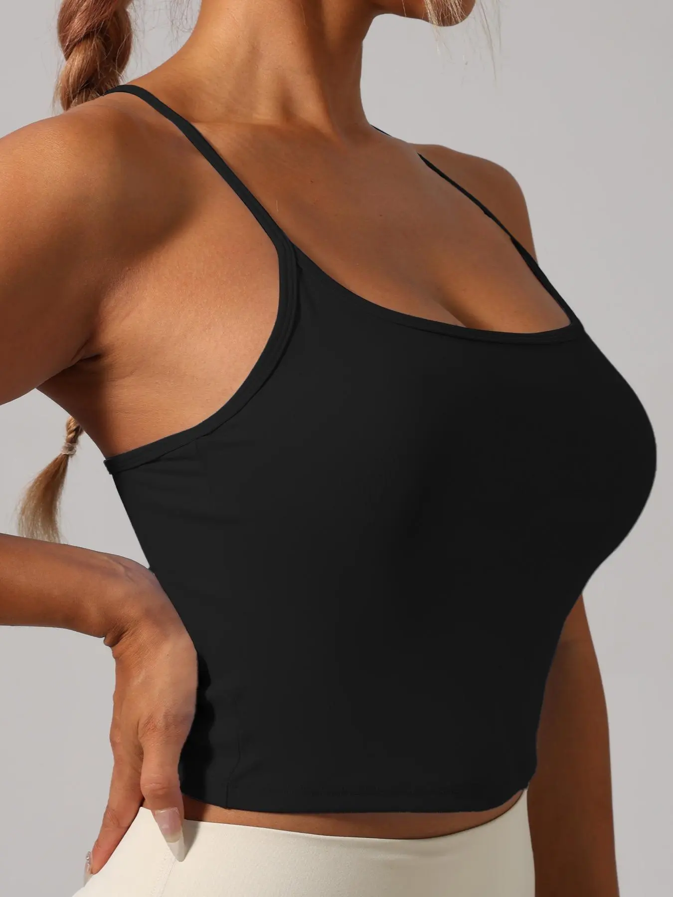 Women's Solid Sports Singlet, Casual Comfortable Breathable Sports Cami Top for Yoga Gym Workout, Ladies Sportswear for All Seasons
