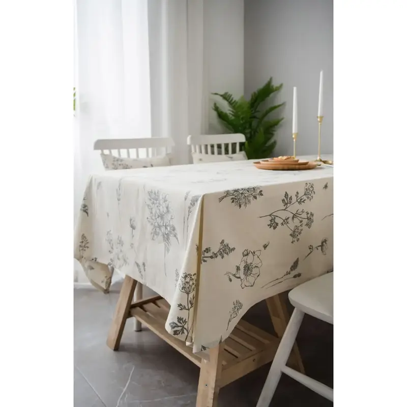 Khăn trải bàn hình chữ nhật, chất liệu cotton và vải lanh in họa tiết, thích hợp để trang trí bàn ăn tại nhà, trang trí nhà bếp và phòng ăn, chống bụi, bền thảm  trải  bàn  trang  điểm 5