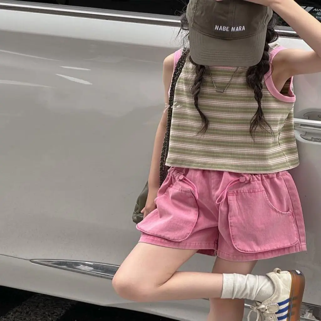 Quần Áo Mùa Hè Cho Trẻ Em, Bộ Đồ Vest Bé Gái, Dễ Phối Đồ, Quần Short, Thời Trang Phong Cách Phương Tây Mới, Bộ Đồ Hai Mảnh, Thích Hợp Cho Mùa Hè 2024, Thời Trang Người Nổi Tiếng Trên Internet