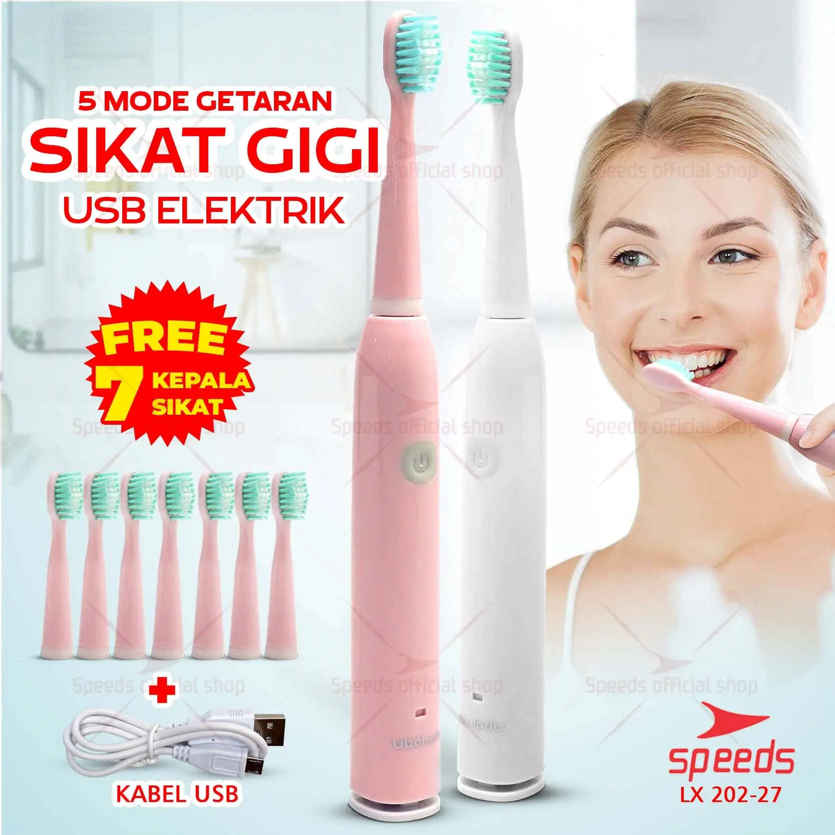 SPEEDS Sikat Gigi Elektrik Tooth Brush Electric Mini Portable Traveling Lebih Simple Getar 202-27