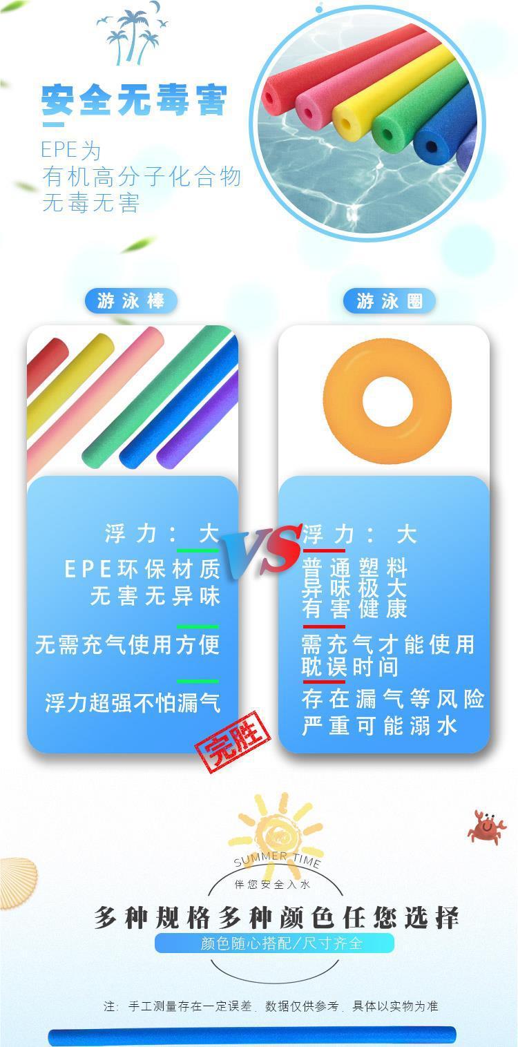 Product Introduction of * Blind Eye Mutual Beating Stick Swimming Noodle Buoyancy Foam Rod Sponge Stick Floating Bar Water Playing Gymnastics Stick Bar Atmosphere Props Stick 5