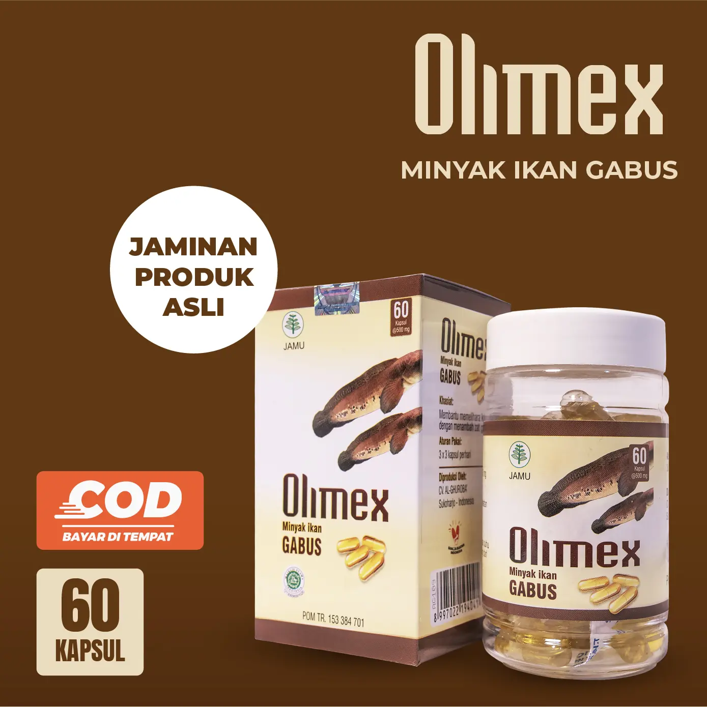 KAPSUL OLIMEX ORIGINAL ASLI MINYAK IKAN GABUS KUTUK PENGERING LUKA OPERASI
