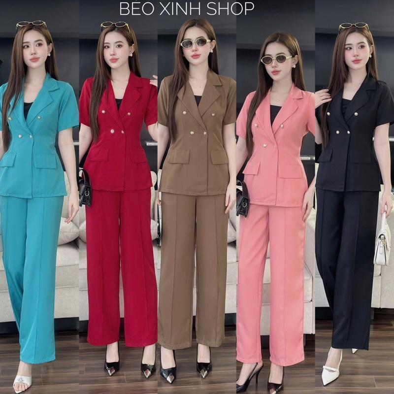 Set 3 Món Quần Áo Cổ Tim Tay Ngắn Vải Cotton Lạnh Cho Các Nàng 40 - 95Kg Nữ Top Women Xoè - A.1469