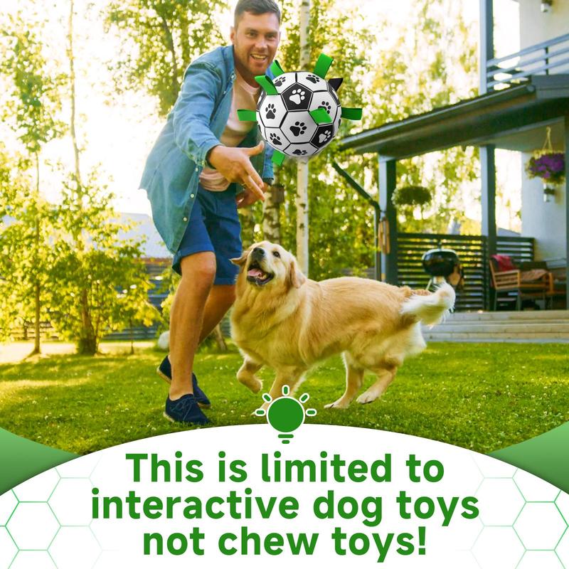 Gift for Pets, Paw Pattern Football Pet Toy Summer Gift, Indoor & Outdoor Pet Play Supply with Nylon Strap & Hand Pump, Creative Dog Chewing Ball Toy for Teeth Cleaning 3