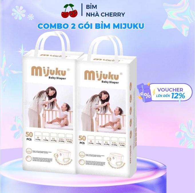 COMBO 2 GÓI 100 MIẾNG bỉm Mijuku Xuất Nhật cao cấp cho bé đủ size từ M đến 5XL  M L XL 2XL 3XL 4XL 5XL