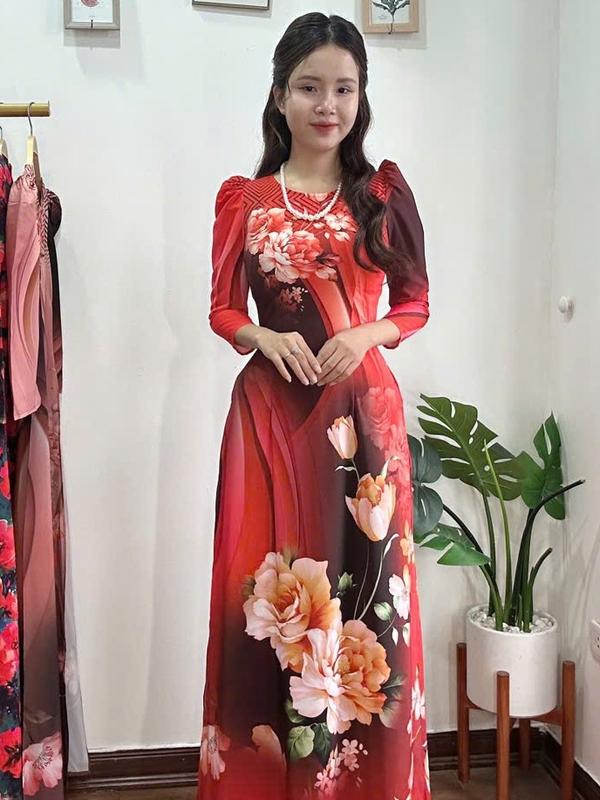 Áo dài lụa nhật in 6D Mã T1 Nữ - Hàng chính hãng - Women 4