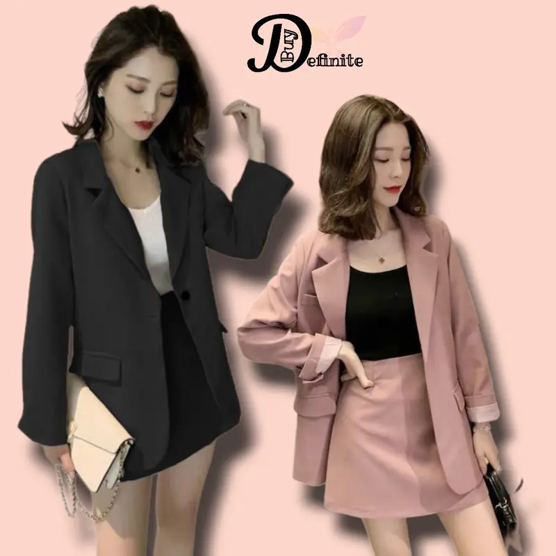 Set Blazer dan Rok model korean pakaian kantor wanita korean style outfit kantor elegan feminim 0