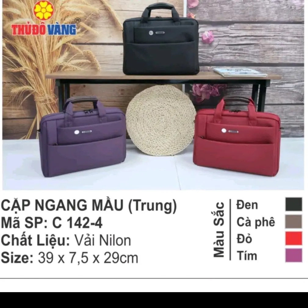 Cặp ngang màu cỡ trung - Thủ Đô Vàng Bag