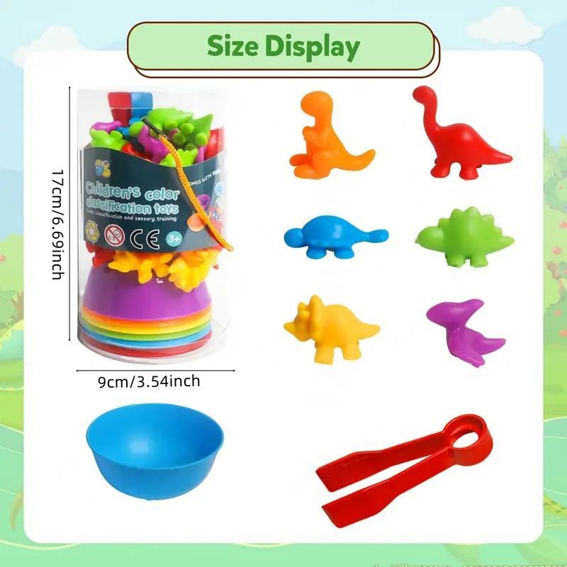 Counting Dinosaur Toys Set, Color Matching Game with Sorting Bowls, Dino Counting & Animal Cognition Sensory Toys Montessori Toys Summer Toys, Multifunction Shape Sorter Novelty Toys, Girls Birthday Gifts, Girl Play Toys, Multifunction,  Toys for Boys 1