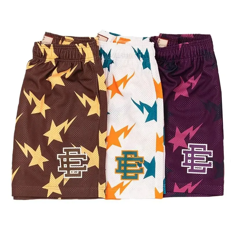 *New Summer Eric Emanuel EE Basic Mesh Short Classic Floral Printed Gym Shorts Men's Gym Basketball Sports Beach Shorts Menswear Lingerie