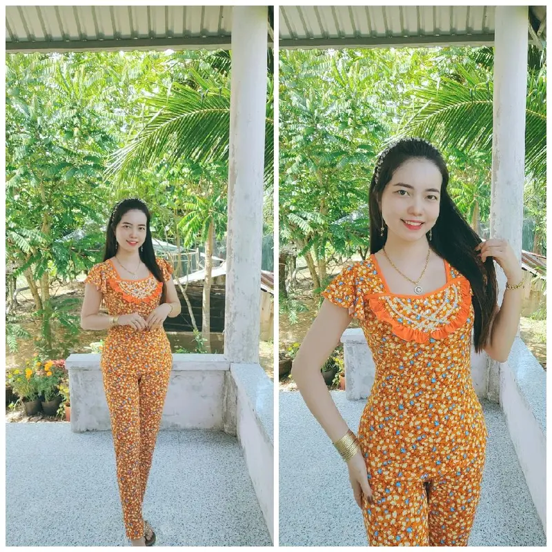 bộ cổ vuông phối bèo màu tay cánh tiên quần dài ống nhỏ size 12345 (40-78kg) Áo Thun 2