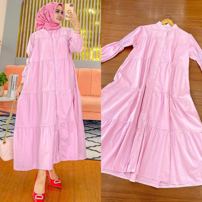 Product Introduction of M889# Factory Direct Muslim Long-Sleeved Cotton Dress Women's Arabic Robe Southeast Indonesia Dress 11