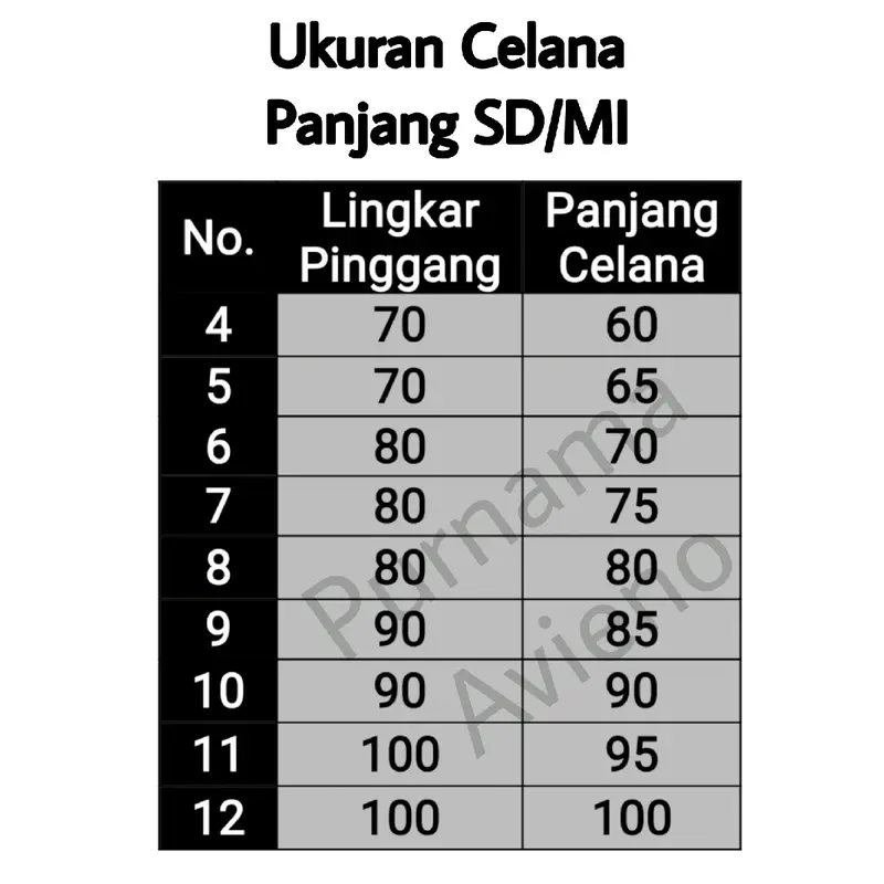 CELANA PANJANG KARET SD/MI SERAGAM SEKOLAH PURNAMA AVIENO Katun 1