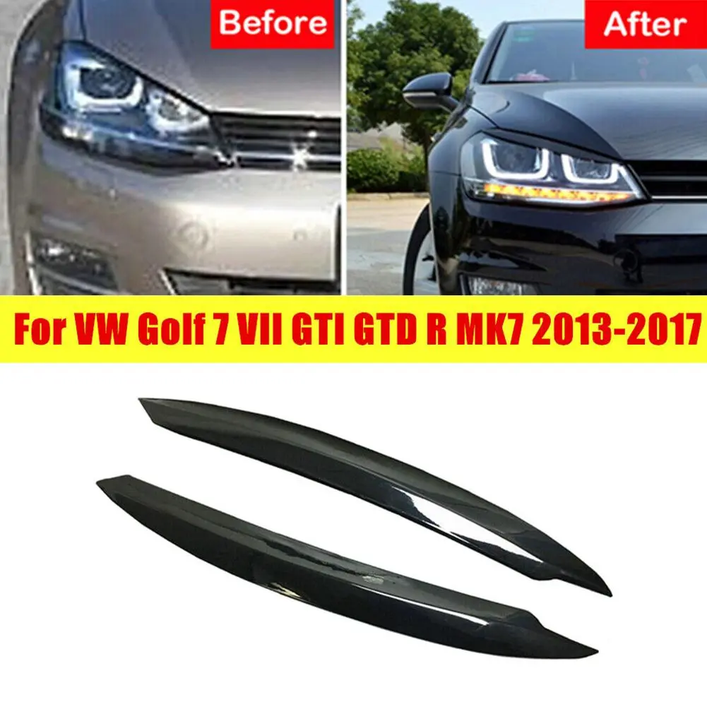2 Pcs ABS Headlight Eyebrow High-gloss Black Modification Accessories Exterior Car Stickers Y4K3