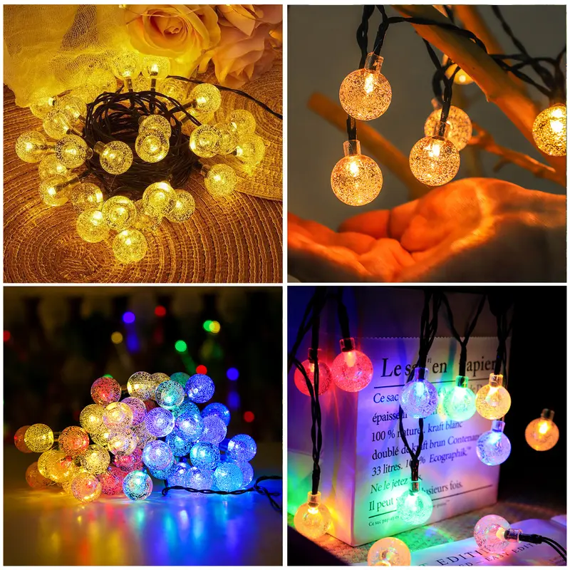 Đèn trang trí năng lượng mặt trời Dây đèn tròn, tích kiệm điện, bóng siêu sáng, chống thấm nước - DA3094 6