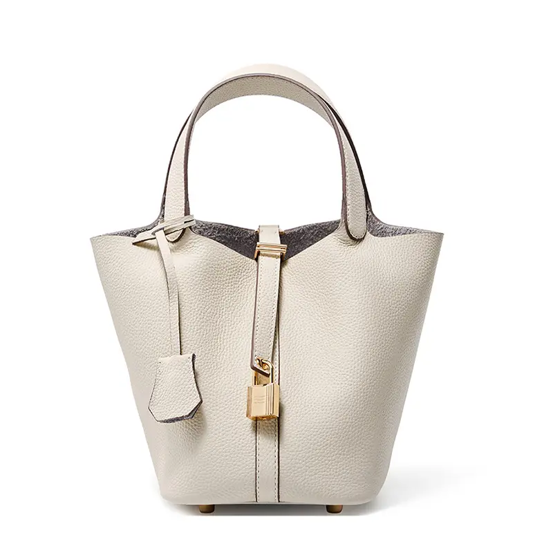 New Genuine Leather Bag 2024 New Bucket Bag Vegetable Basket Women's Bag Genuine Leather Handbag Mummy Bag Bridal Wedding Bag High Sense handbag  women