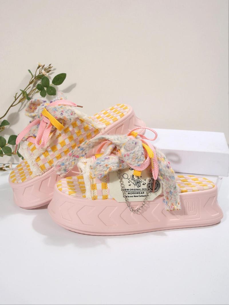 Product Introduction of Women's Fashionable Platform Sandals, Casual Comfortable Wedge Sandals for Daily Wear, Lightweight Breathable Shoes for Women & Girls, Summer 4