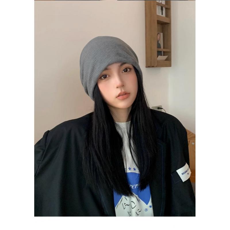 Product Introduction of Hat Women's New Korean Style Knitted Pile Style Fashion Big Head Big Brim Show Face Small Toe Cap Japanese Style All-Matching Men's Hat 15
