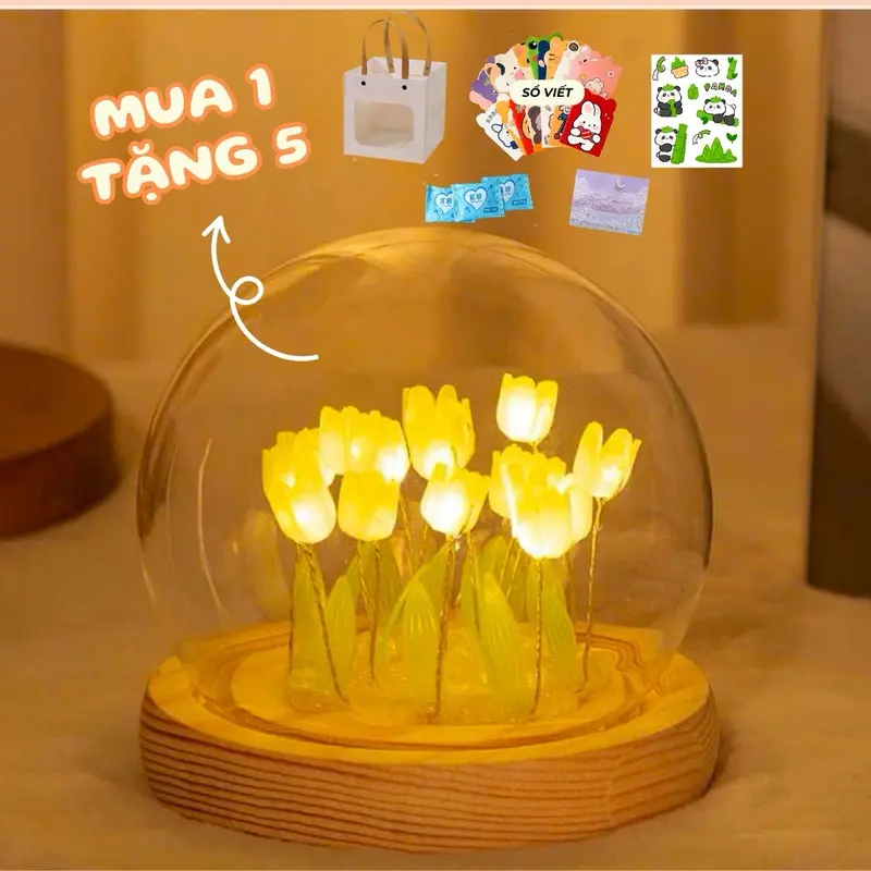 [Giá đang rẻ nhất] Đèn Ngủ Hoa Tulip Nhiều Màu Sắc Thủ Công DIY, Đèn Hoa Để Bàn, Để Decor Trang Trí, Quà Tặng Ý Nghĩa Trong Các Dịp Lễ 2