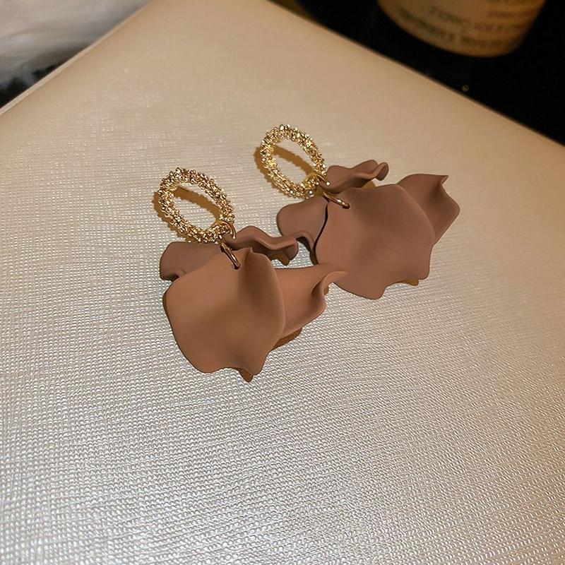 Product Introduction of Unique Exquisite Petal  Alloy Temperament Ear Drop Stud Earrings Korean Style Dangle Earrings Women Drop Earrings Girl Exaggerated Earrings 7