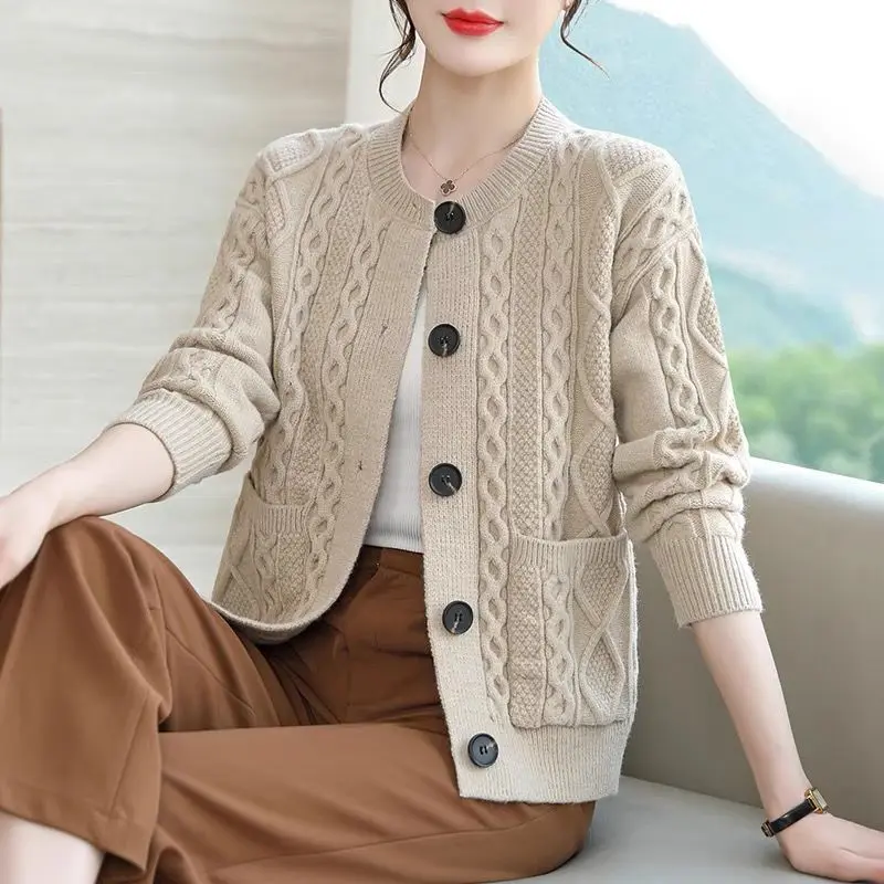 Áo Cardigan Dệt Kim, Dáng Rộng Vừa Vặn, Dày Dặn, Phong Cách Mới Mùa Thu Đông, Thời Trang, Áo Khoác Len Trẻ Trung Áo Nữ, Bán Chạy