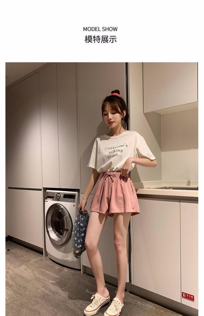 Product Introduction of Ice Silk Shorts for Women, Summer Thin Wide-Leg Casual A-Line Shorts, Versatile High-Waisted Home Three-Quarter Shorts for Women, Trendy Outdoor Wear 14