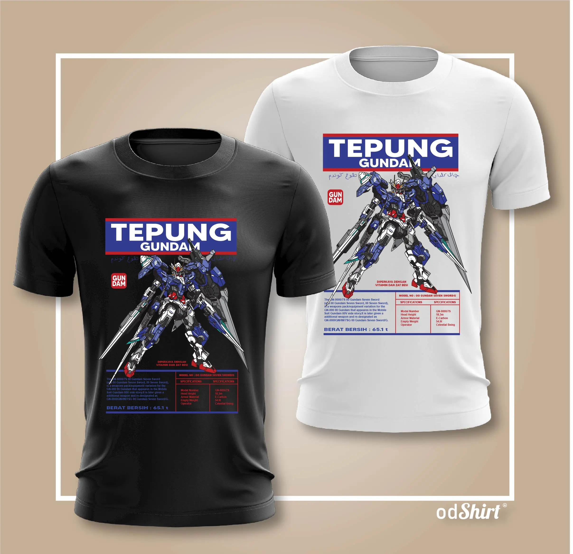 odshirtOS BAJU TEPUNG GUNDAM ROBOT V4 T SHIRT COTTON ROUND NECK TSHIRT RX728 GUNDAM