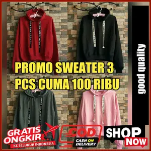 SWEATER 3 PCS CUMA 100 RIBU  Hoodie tali tulis pria cewek