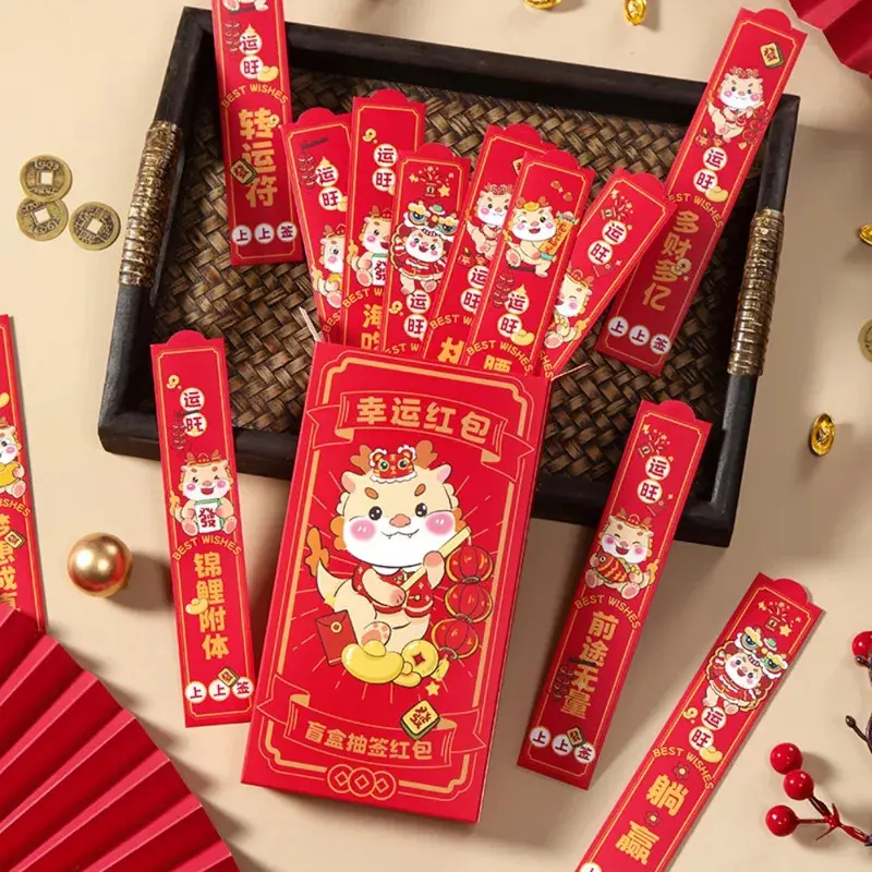 Hộp mù, Chủ Đề Lễ hội mùa xuân, Xả lô, Họa tiết rồng, Trung Quốc Năm mới Mặt Trăng, Túi tiền may mắn, Đạo cụ trò chơi giấy