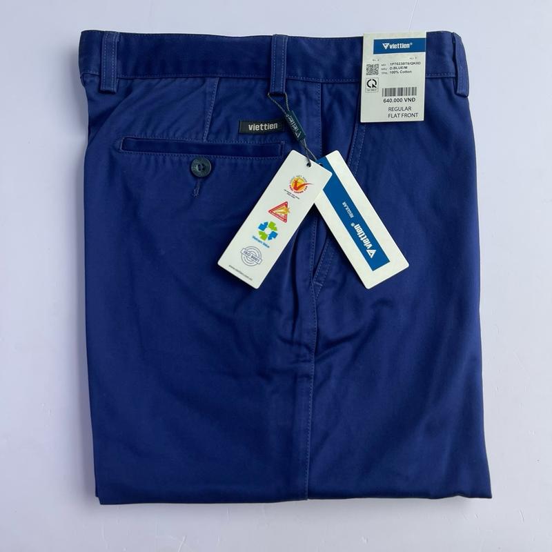 Quần kaki dài nam việt tiến phom Regular màu xanh dương