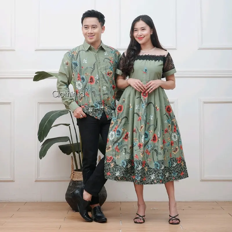 sachin and babi light blue dress Inspirasi Model Dress Batik Elegan dengan Sentuhan Modern dan Tradisional main image 0