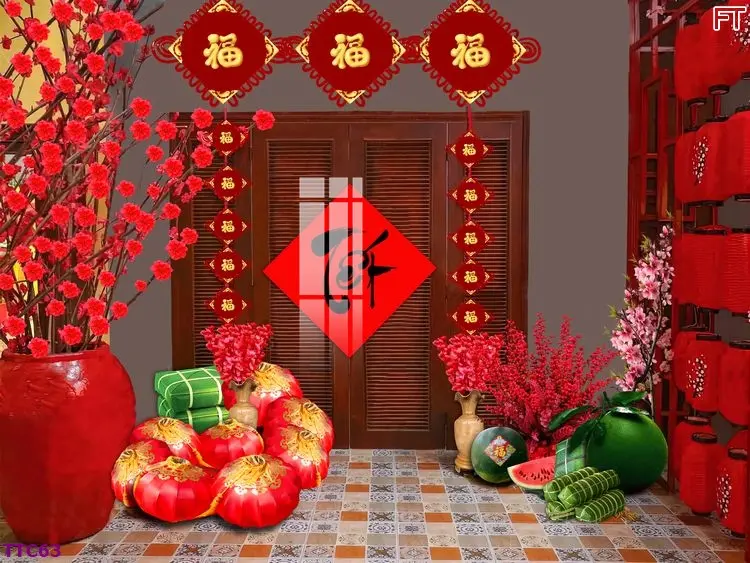 Phông nền chụp ảnh Tết / Phông trang trí Tết 2024 / decor Tết Xưa