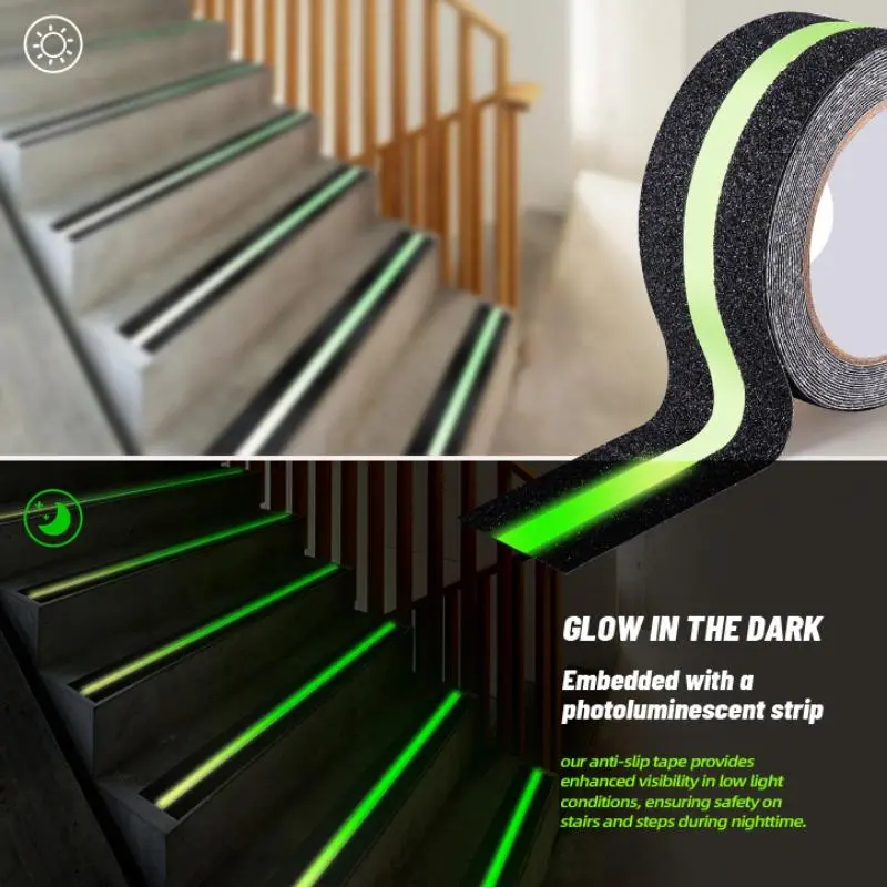 Luminous Self Adhesive Safety Anti Slip Tape, Reflective Tape with High Traction Gravel, Universal Tape for Indoor & Outdoor Stairs, Home Accessories 7