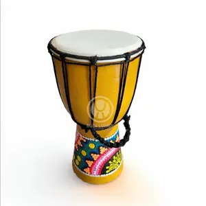 Kendang Jimbe 30cm Kuning Painting Mainan Alat Musik Gendang Anak Kecil Drum Toys Ukuran Mini Termurah Berkualitas Kayu Asli