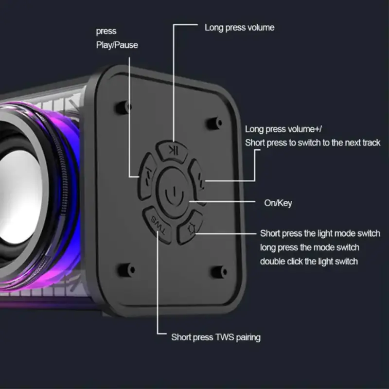 Portable TWS RGB V8 speaker bluetooth subwoofer V8 speaker bluetooth subwoofer Boombox Wireless Stereo surround audio portabel nirkabel 10w Bluetooth peakers soundbar 2