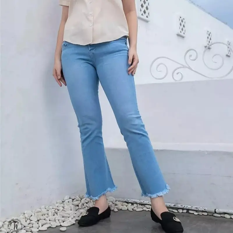 CELANA JEANS HIGHWAIST CUTBRAY RAWIS WANITA Denim Melar 4