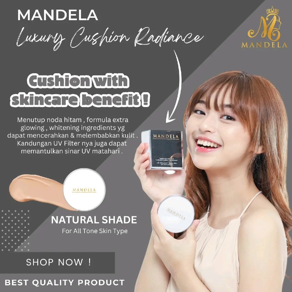 Mandela Cushion Matte Matte Hidrasi Medium Coverage