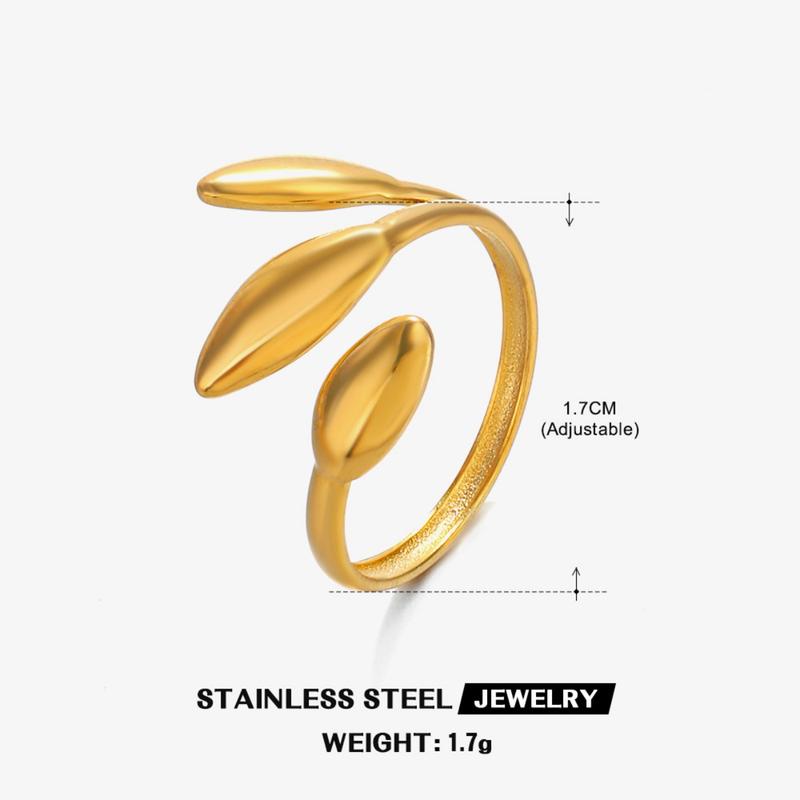 Product Introduction of Trendy Three-leaf Stainless Steel Rings for Women Popular Opening Adjustable Titanium Steel Ring for Women To Wear in Daily Activities 0