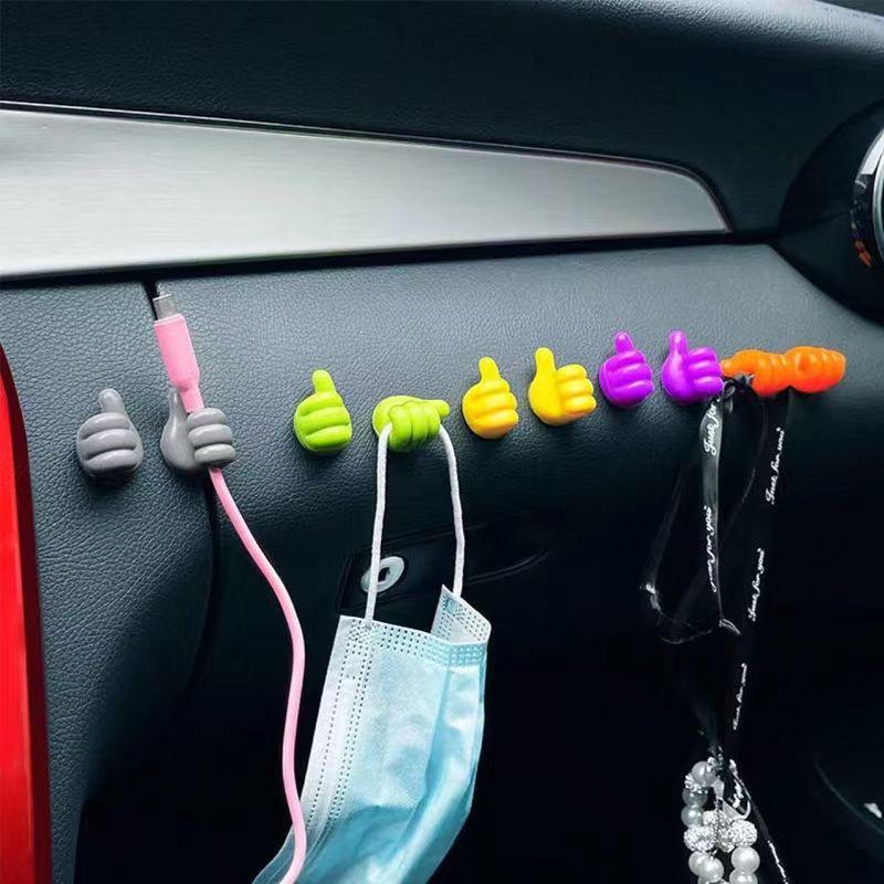 Creative thumb hook / storage hook Non drilling cable organizer thumb hook multifunctional data cable fixed storage without trace adhesive design multifunctional adhesive hook 3
