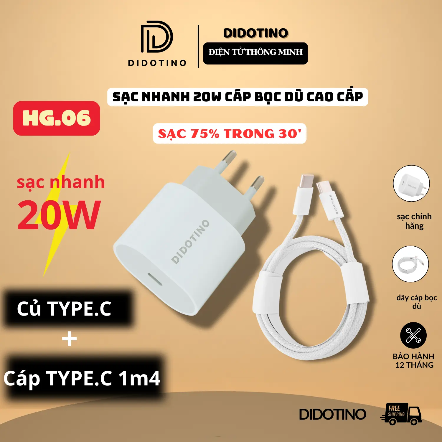 Bộ Củ Cáp Sạc Nhanh HG.06 sạc ổn định an toàn cho điện thoại, Phụ Kiện Sạc Điện Thoại Phone sacnhanh 20w