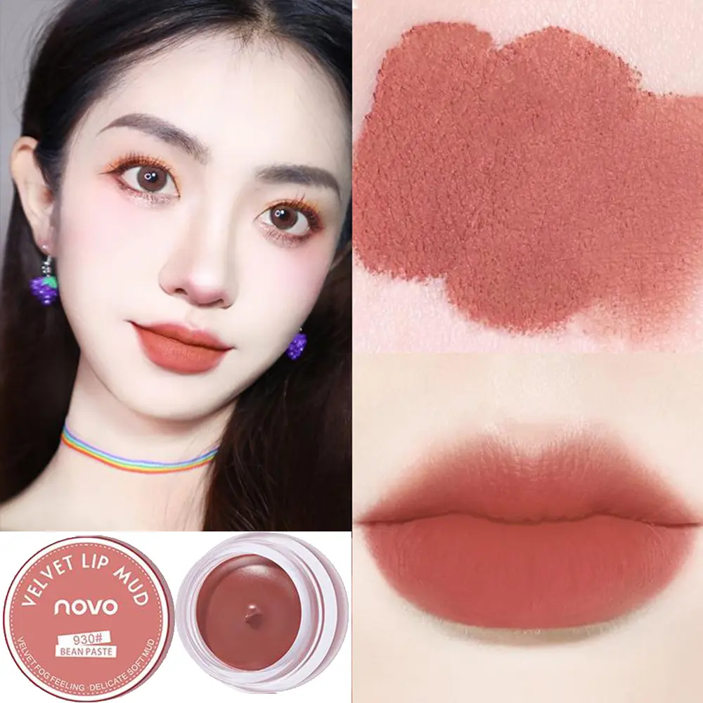 NOVO Velvet Matte canned Lip Mud Lip Gloss Long-lasting Waterproof Non-Fade Lip and Cheek Lipstick Y-Q