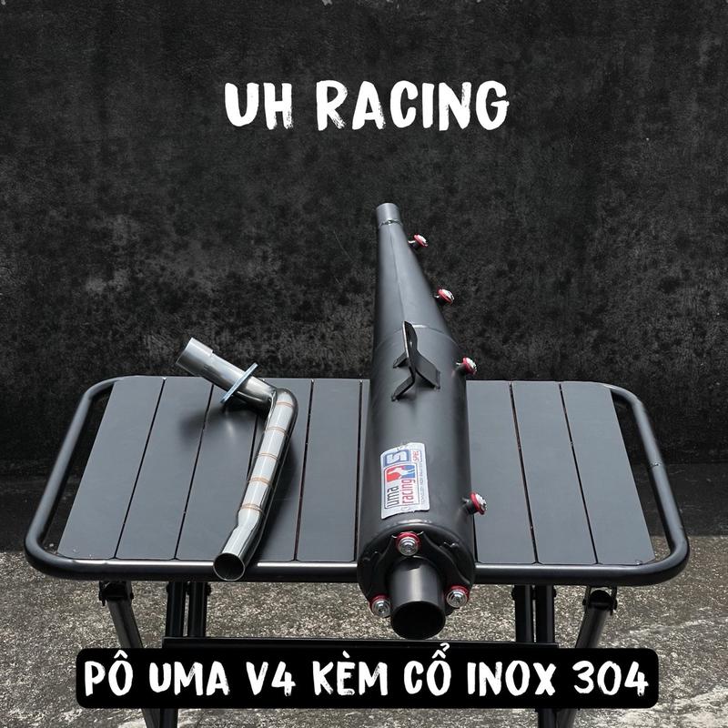 [Siêu rẻ] Pô Uma V4, Uma Racing Full cổ gắn Sirius, Wave, Dream, Cup nổ trầm ấm siêu hay Phụ Kiện Phụ Tùng xe máy UH Racing Cao Su Inox uma  v4