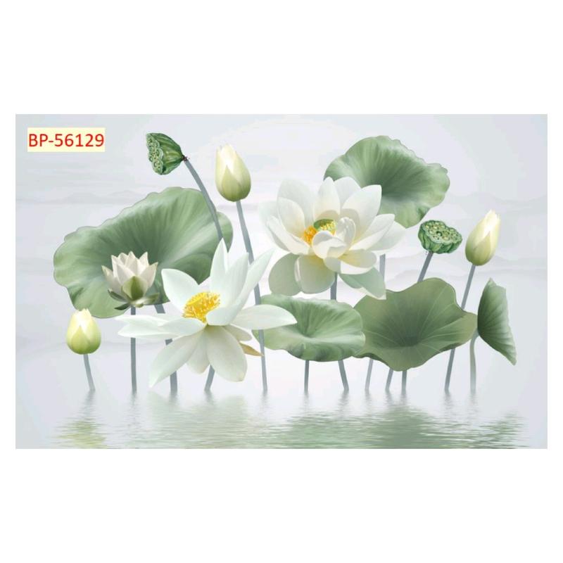 Tranh hoa sen dán tường 3d hoa sen vàng Decor Phòng Phòng Khách
